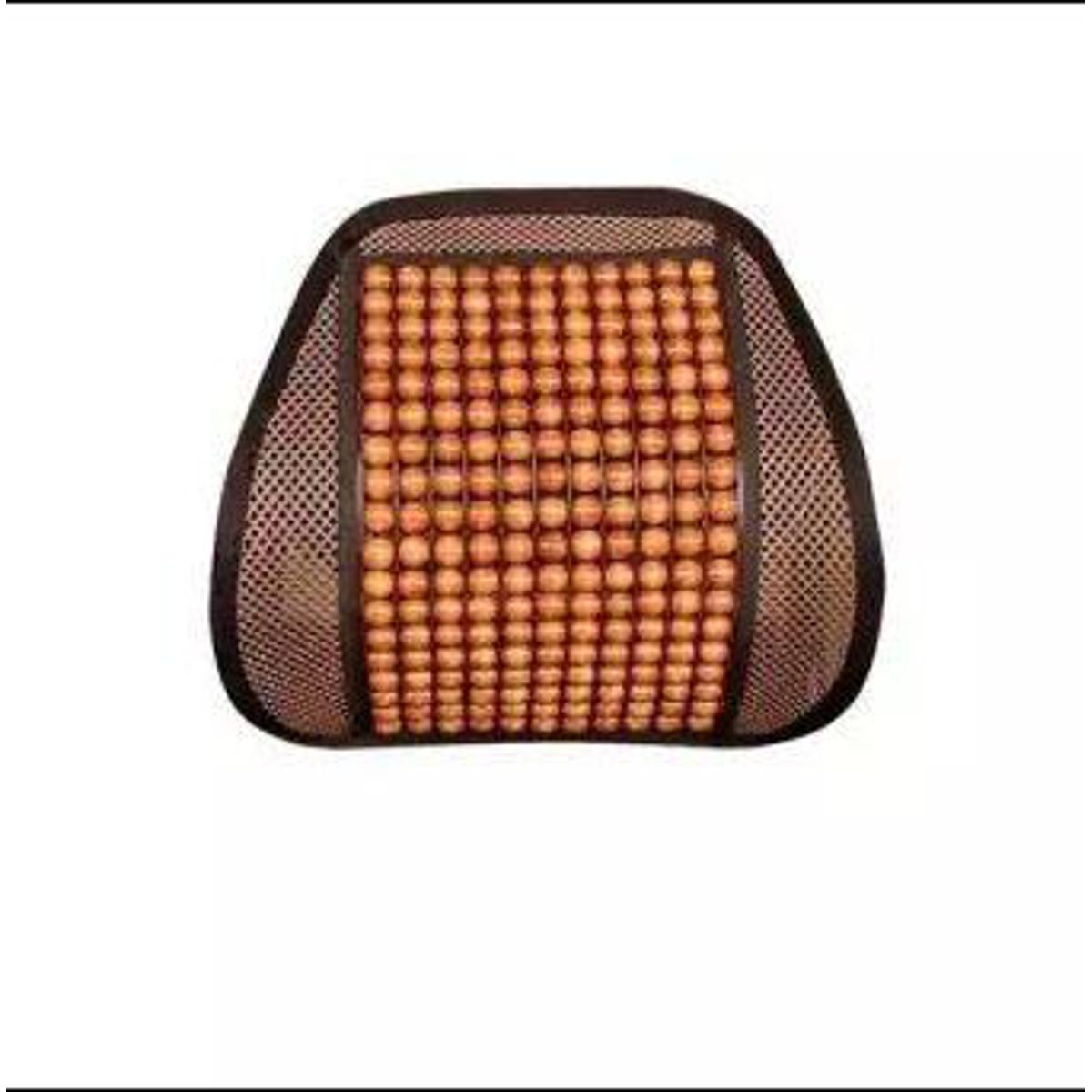 Picture of Seat Back Support For Car/Home/ Office Chair - Brown  Wooden  Back Lumbar Support Cushion For Car Office Chair Pillow Massager Back Support Belt