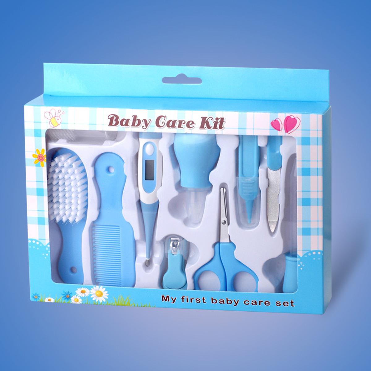 Picture of Baby Health Care Gift Kit - Newborn Baby Care Accessories 10pcs - Portable Baby Care Kit Nursing Baby Heath and Grooming - Pink & Blue Color