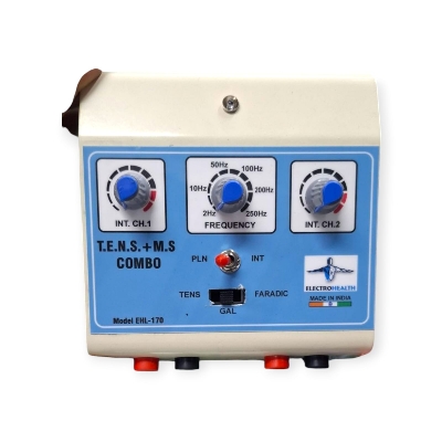 Picture of Digital Tens EMS Machine for Physiotherapy Stimulation for Physiotherapy EMS Muscle Stimulator Tens Physiotherapy Machine with Ultrasound Sono Gel 250ML Blue 1pcs