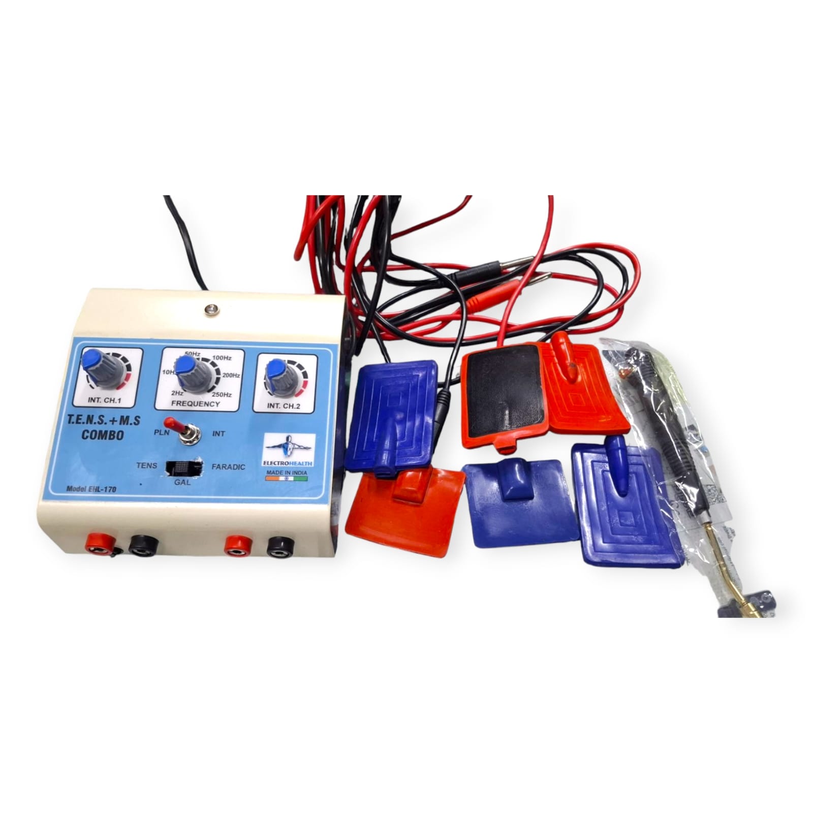 Picture of Digital Tens EMS Machine for Physiotherapy Stimulation for Physiotherapy EMS Muscle Stimulator Tens Physiotherapy Machine with Ultrasound Sono Gel 250ML Blue 1pcs