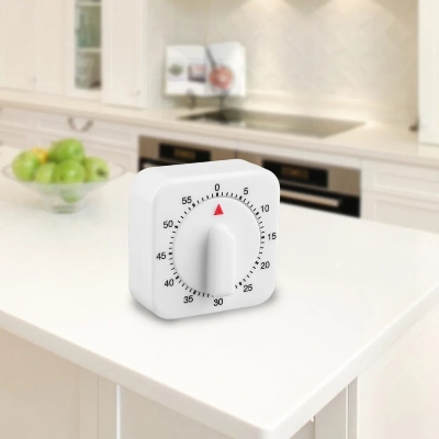 Picture of Purpose Timer Square 60 Minute Mechanical Multi - white  60 Minute Mechanical Multi Purpose Timer- white