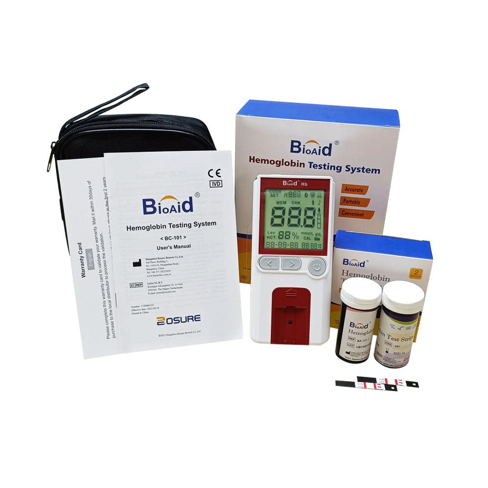 Picture of Bioaid Hemoglobin Test Meter kit  Bioaid Hemoglobin Meter kit with 50pcs Strips