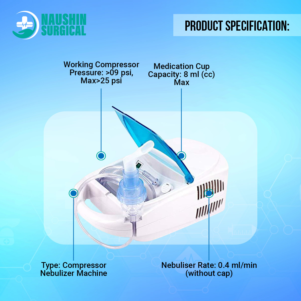 Picture of Compressor Nebulizer Machine for Child and Adult Portable Compressor Nebulizer