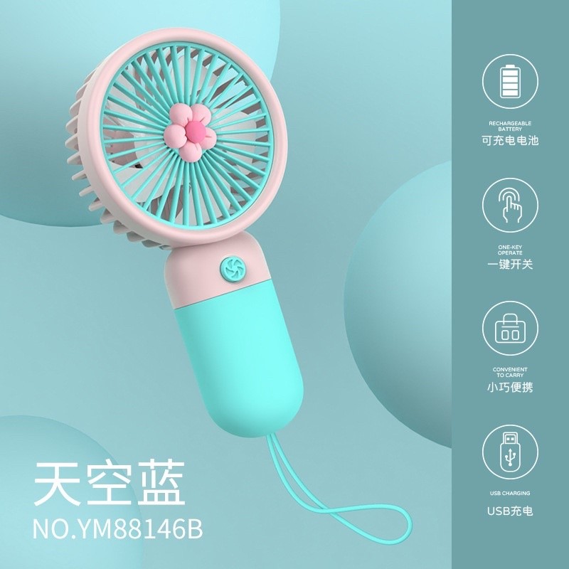 Picture of Mini USB portabel Rechargeable Fan USB rechargeable  portable handheld mini pocket fan Handheld Portable Fan USB Rechargeable Fan with Phone Holder Function for Student Dormitory Office Desktop or Outdoor Fan