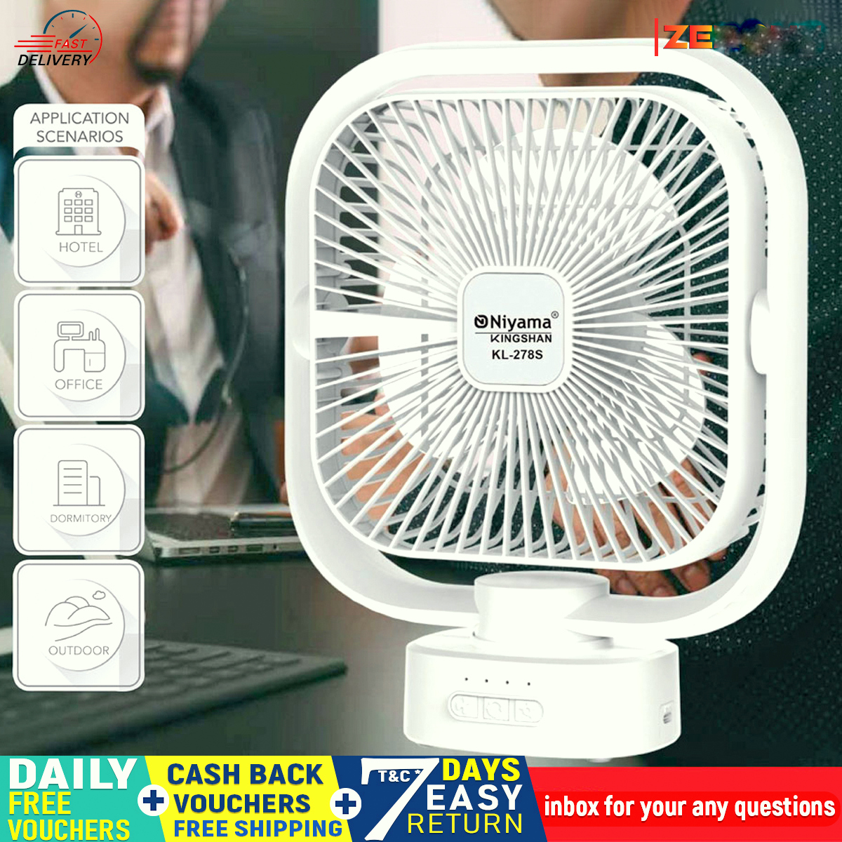 Picture of Rechargeable Mini Fan 7 Inch Fan 3 in 1 Mini Portable Fan Humidifier Air Cooling FanThis is  Rrechargeable Fan