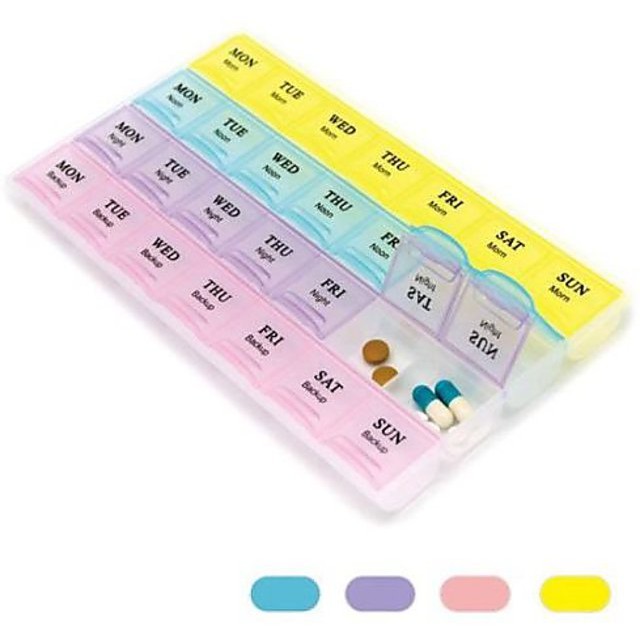 Picture of 7 Days Medicine box organizer with 21 grids Week day medicine box from Morning-noon-night - Medicine Box