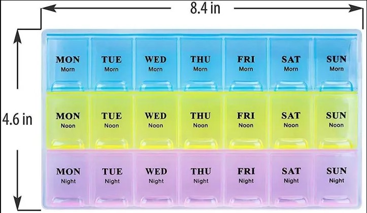 Picture of 7 Days Medicine box organizer with 21 grids Week day medicine box from Morning-noon-night - Medicine Box
