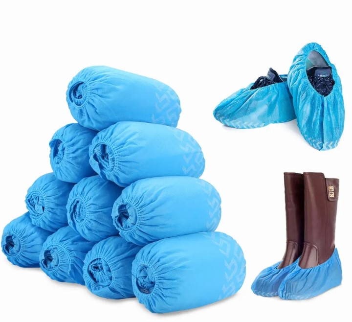 Picture of Disposable Boot & Shoe Covers 100 Pcs Pack (50 Pairs) Durable, Indoor Protect Your Home, Floors and Shoes Blue/ Disposable Surgical Shoes Cover