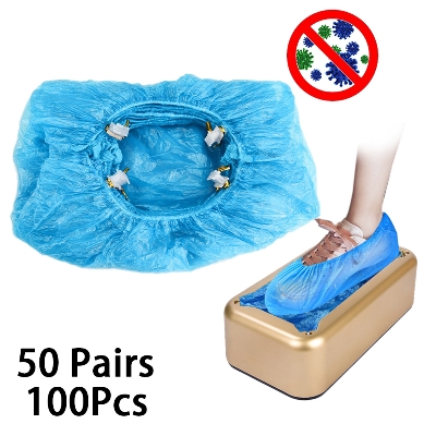 Picture of Disposable Boot & Shoe Covers 100 Pcs Pack (50 Pairs) Durable, Indoor Protect Your Home, Floors and Shoes Blue/ Disposable Surgical Shoes Cover