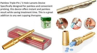 Picture of Stainless steel lancing pen with 50pis lancet point pen hijama cupping bloodletting pen acupuncture massage 3Pin