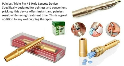Picture of Stainless steel lancing pen with 50pis lancet point pen hijama cupping bloodletting pen acupuncture massage 3Pin