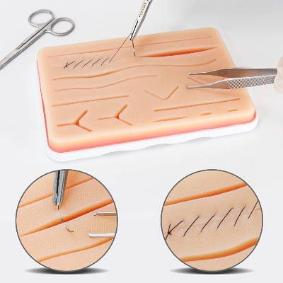 Picture of Reusable Surgical Medical Practice Traumatic Simulation Wounds Training Teaching Model Suture Kit Pad Silicone Fake Skin Suture