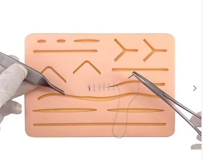Picture of Reusable Surgical Medical Practice Traumatic Simulation Wounds Training Teaching Model Suture Kit Pad Silicone Fake Skin Suture