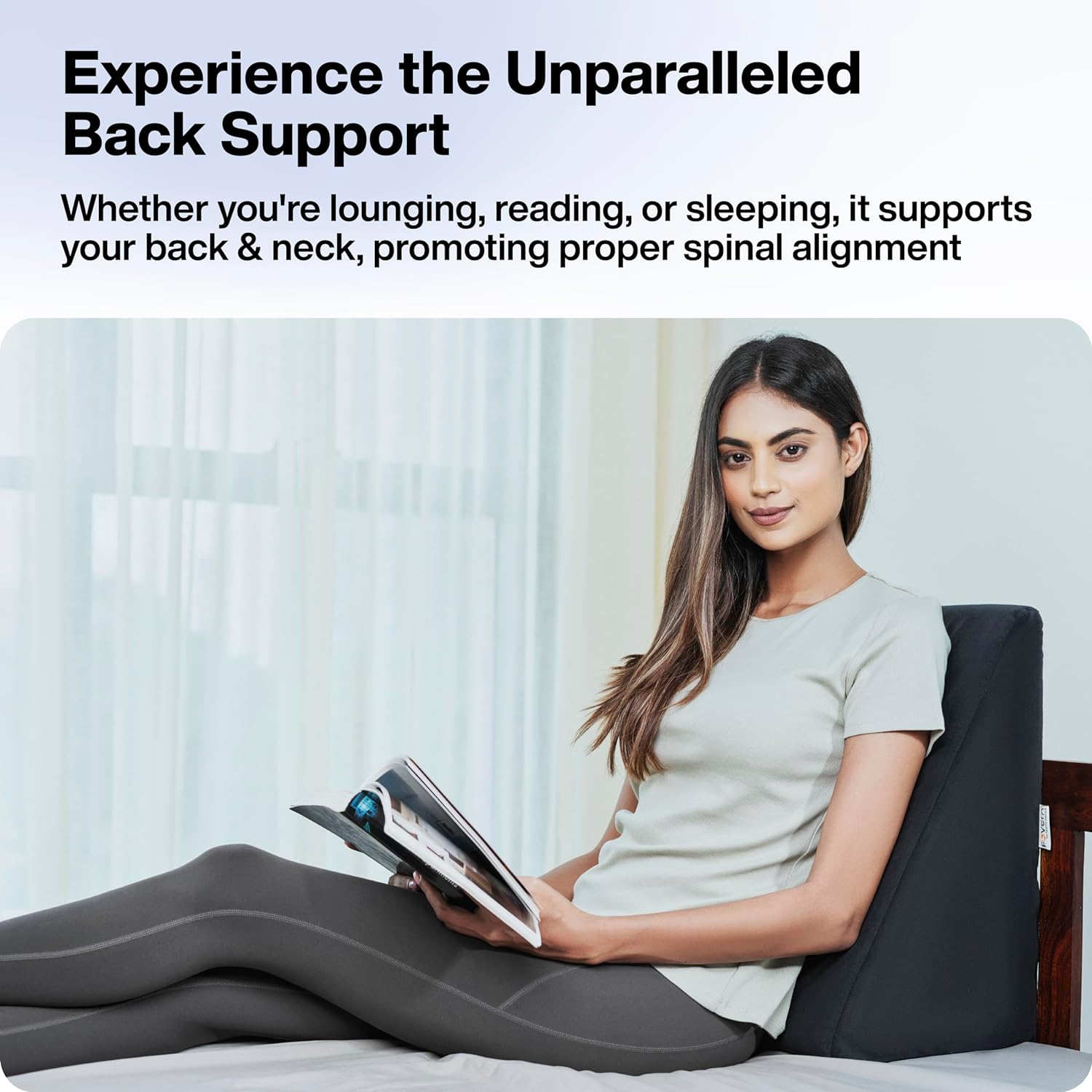 Picture of Wedge Pillow Foam | 2 Years Warranty | Orthopedic Wedge Cushion for Back Support, Sleeping, Leg Elevator, Pregnancy, GERD, Anti Snoring (Dark Grey, 18 x 17.5 x 11 Inch) Bed Wedge Pillow for Acid Reflux for Sleeping Medical Grade Sponge Washable