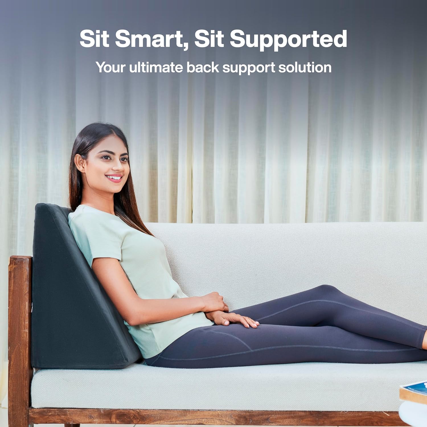 Picture of Wedge Pillow Foam | 2 Years Warranty | Orthopedic Wedge Cushion for Back Support, Sleeping, Leg Elevator, Pregnancy, GERD, Anti Snoring (Dark Grey, 18 x 17.5 x 11 Inch) Bed Wedge Pillow for Acid Reflux for Sleeping Medical Grade Sponge Washable