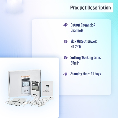 Picture of Tens Ems Muscle Steamulator 15 Mode 4 Output 8 Pad Pain Relief Electric Pulse Impulse Massure Machine Machine Machine Electrotherapy Machine