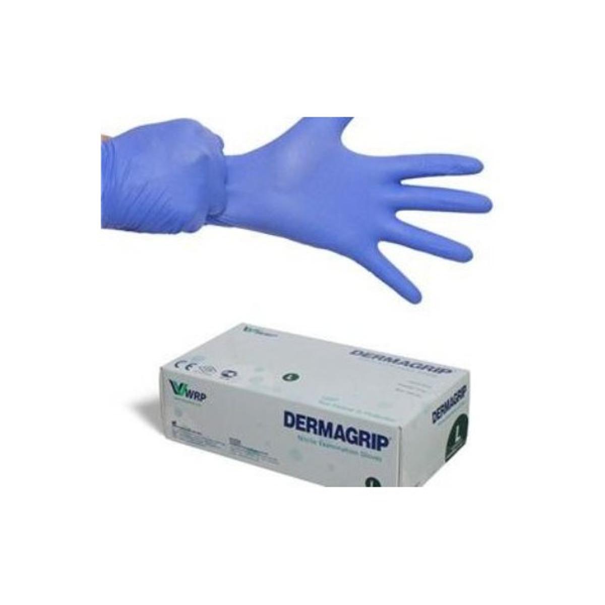 Picture of DERMAGRIP Powder Free Blue Nitrile Hand Gloves (100pcs 1box)