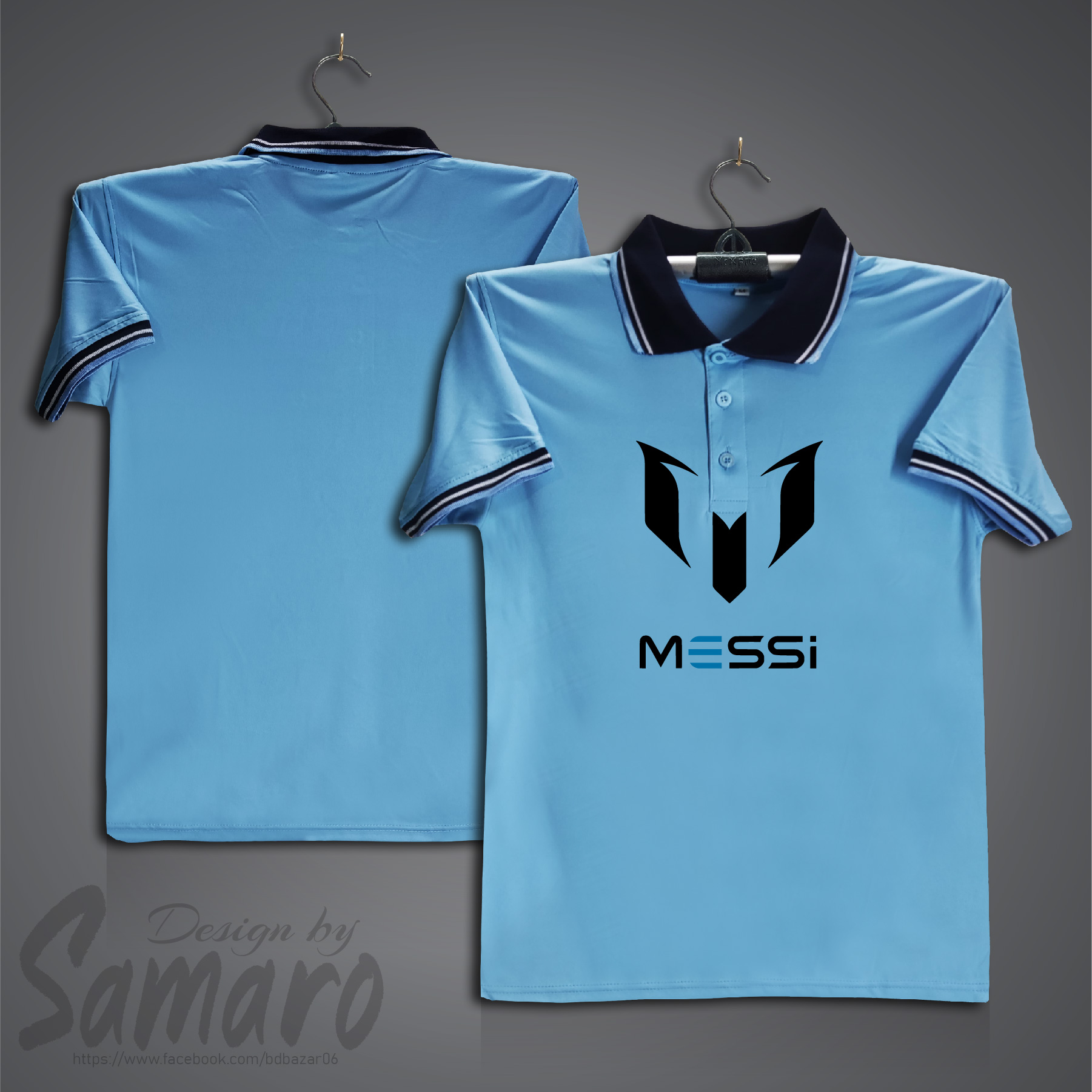 Picture of Messi Logo Short Sleeve Polo Jersey For Men - PP Micro Collar Polo Jersey - Argentina Jersey