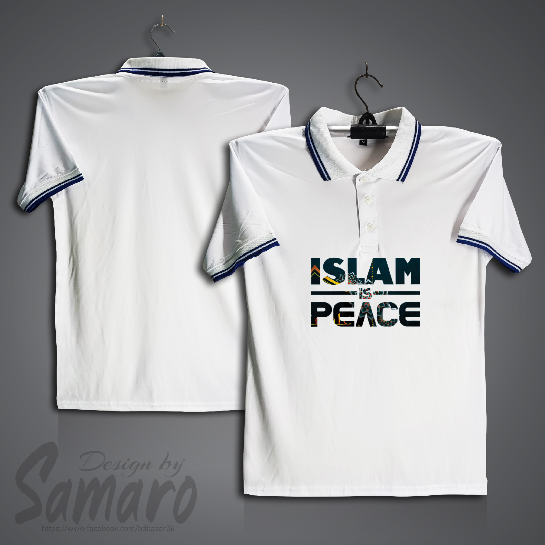 Picture of Islam Is Peace Short Sleeve Polo Jersey For Men - PP Micro Collar Polo Jersey - Islamic Jersey