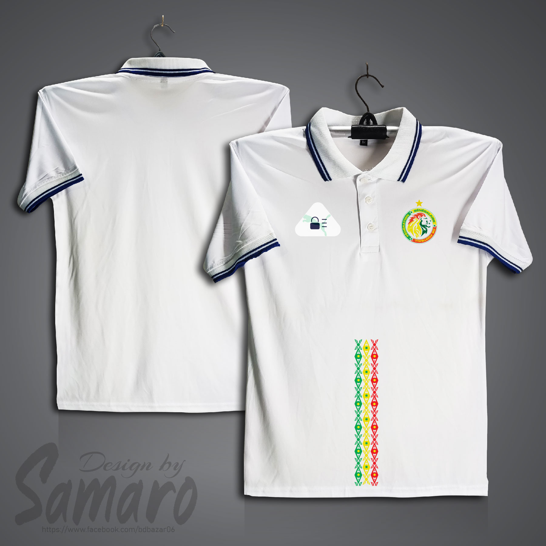 Picture of Senegal Short Sleeve Polo Football Jersey For Men - PP Micro Polo T Shirt For Men - Senegal Jersey