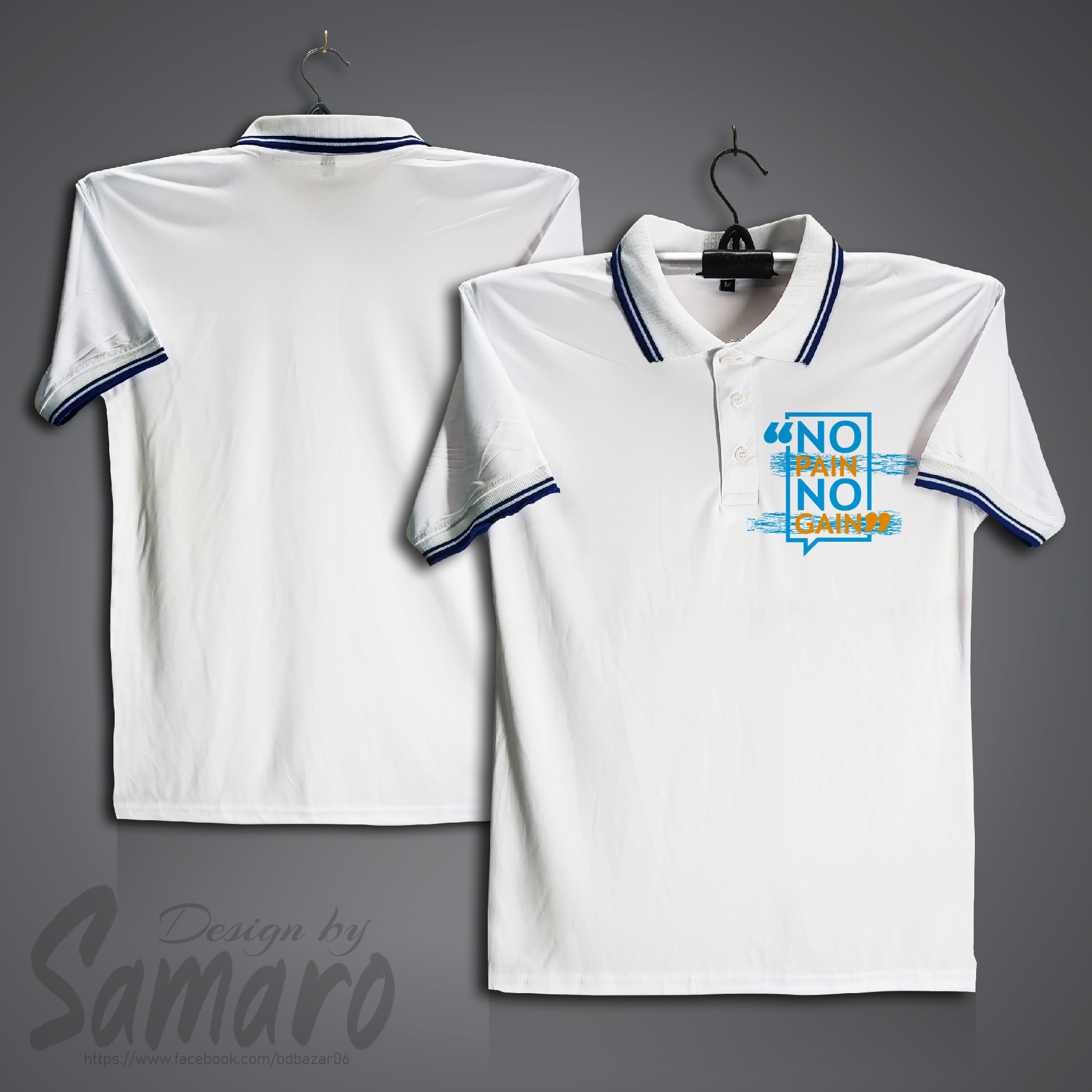 Picture of No Pain Short Sleeve Polo Jersey For Men - PP Micro Polo T Shirt For Men - No Gain Polo Jersey