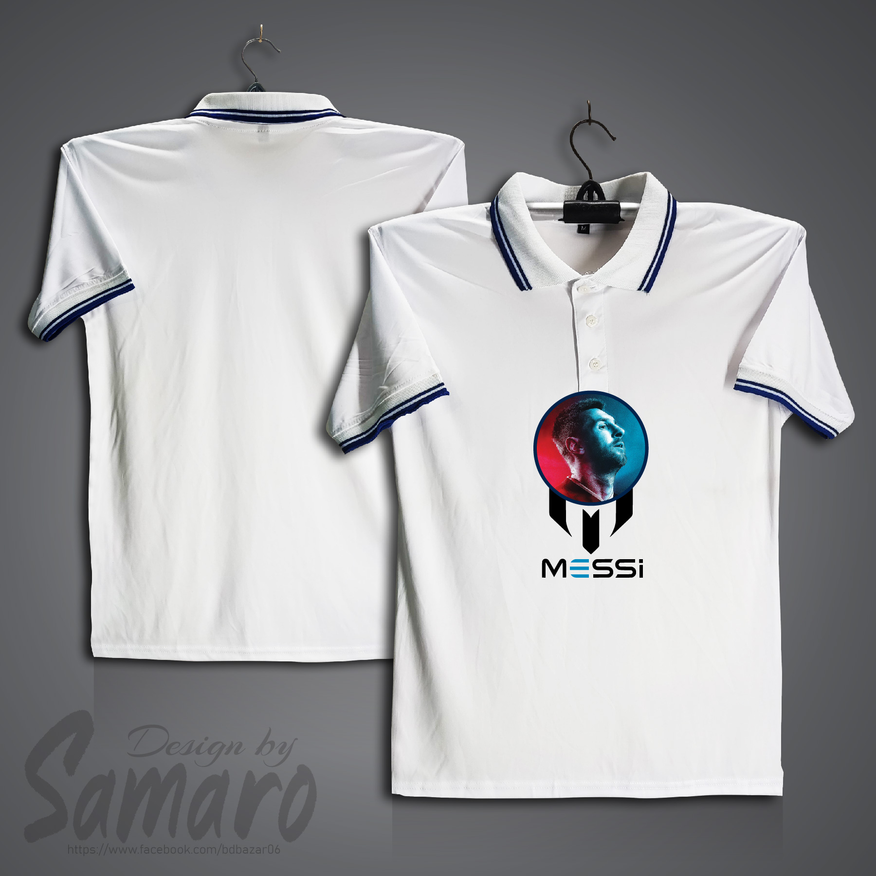 Picture of Lionel Messi Short Sleeve Polo Jersey For Men - PP Micro Polo T Shirt For Men - Argentina Jersey