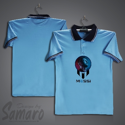 Picture of Lionel Messi Short Sleeve Polo Jersey For Men - PP Micro Polo T Shirt For Men - Argentina Jersey