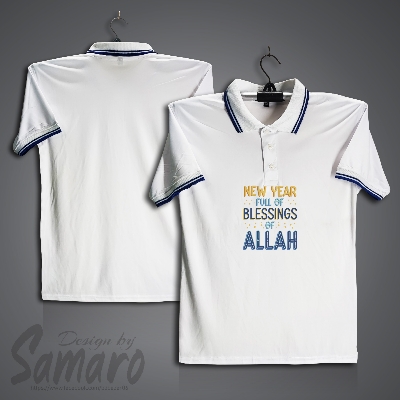 Picture of New Year Blessings Short Sleeve Polo Jersey For Men - PP Micro Polo T Shirt For Men - Islamic Polo Jersey