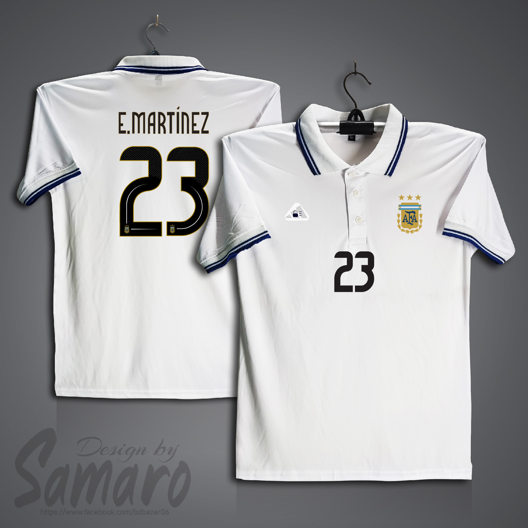 Picture of Argentina Short Sleeve Polo Football Jersey For Men - E. Martinez 23 Polo Jersey - Argentina Jersey