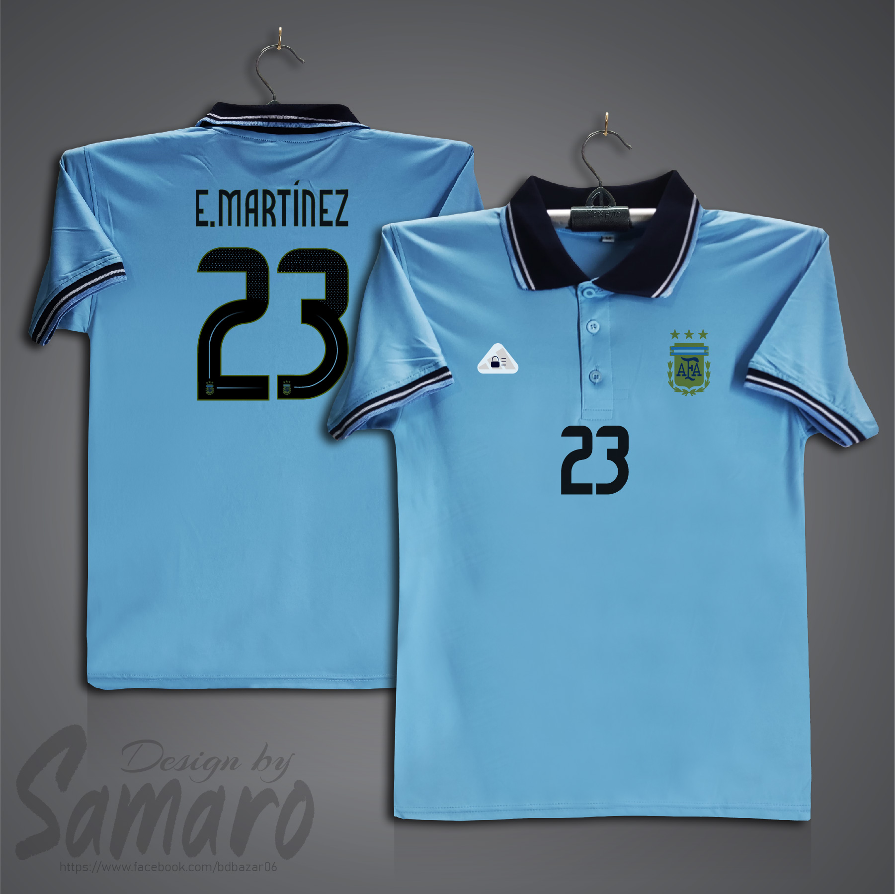 Picture of Argentina Short Sleeve Polo Football Jersey For Men - E. Martinez 23 Polo Jersey - Argentina Jersey