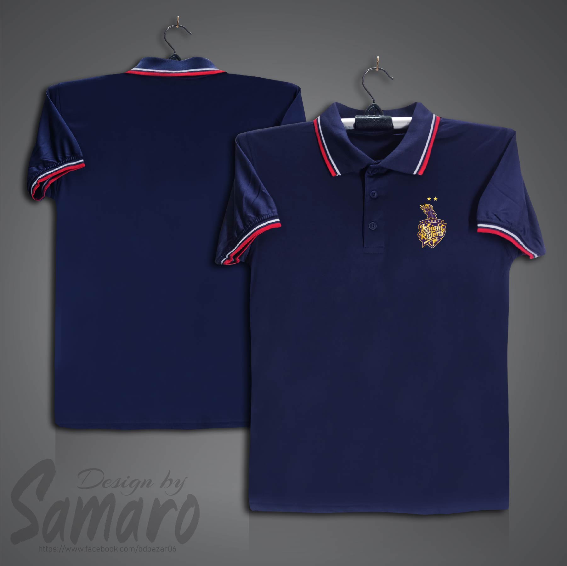 Picture of Kolkata Knight Riders Short Sleeve Polo IPL Cricket Jersey For Men - PP Micro Collar Polo Jersey - KKR Jersey