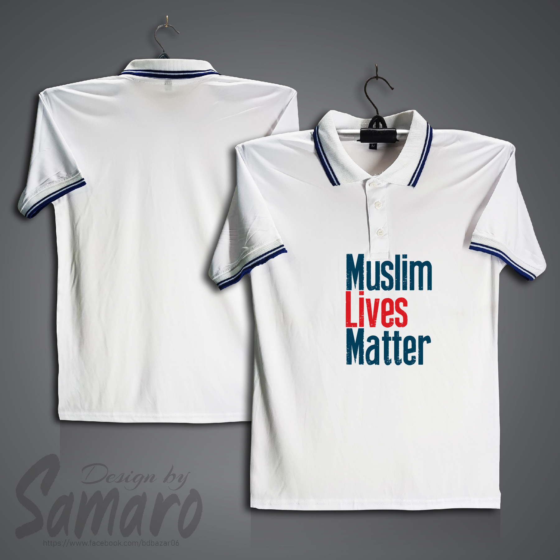 Picture of Muslim Lives Matter Short Sleeve Polo Jersey For Men - PP Micro Polo T Shirt For Men - Islamic Polo Jersey