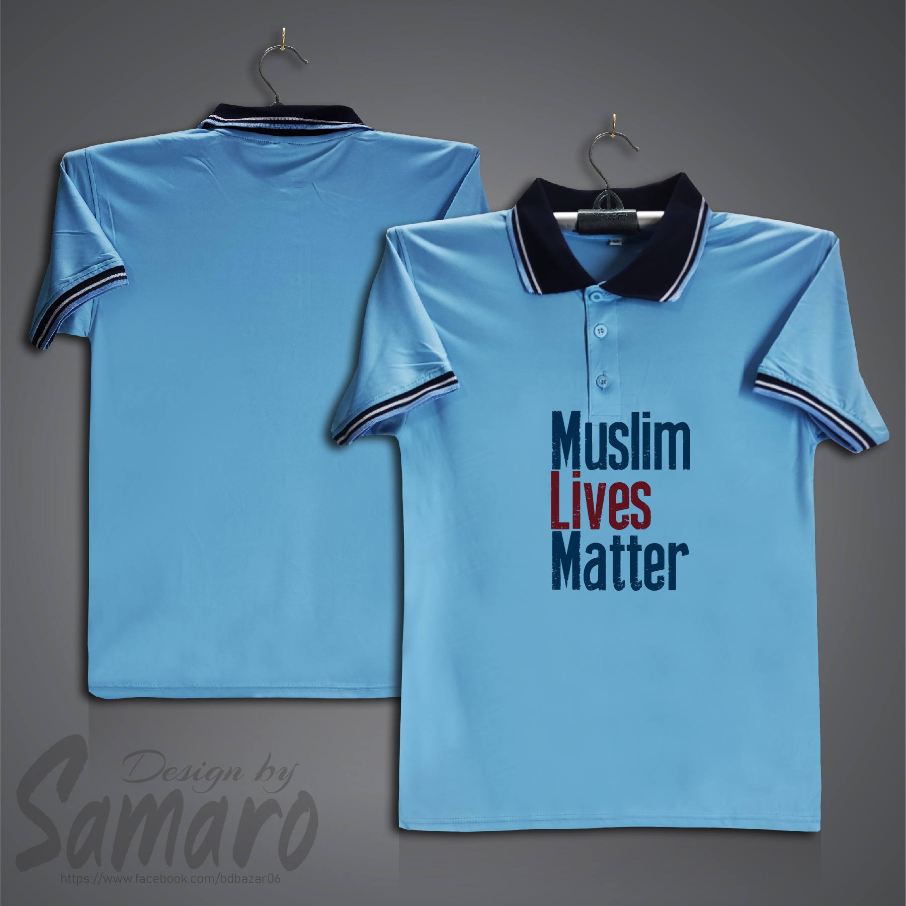 Picture of Muslim Lives Matter Short Sleeve Polo Jersey For Men - PP Micro Polo T Shirt For Men - Islamic Polo Jersey