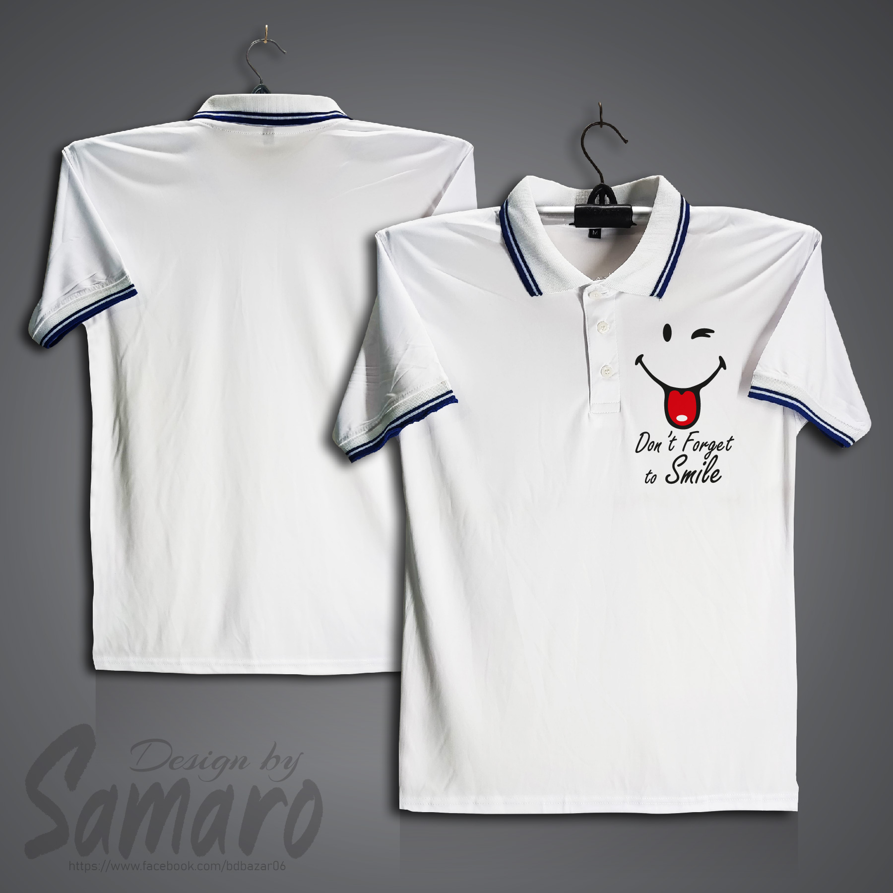 Picture of Don Not Forget Short Sleeve Polo Jersey For Men - PP Micro Polo T Shirt For Men - to Smile Polo Jersey