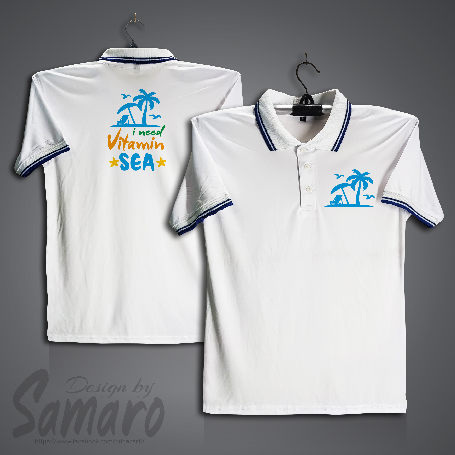 Picture of I Need Vitamin Sea Short Sleeve Polo Jersey For Men - PP Micro Polo T Shirt For Men - Vitamin Sea Polo Jersey