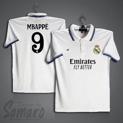 Picture of Real Madrid Short Sleeve Polo Football Jersey For Men - PP Micro Collar Polo Jersey - Mbappe 9 Real Madrid Jersey