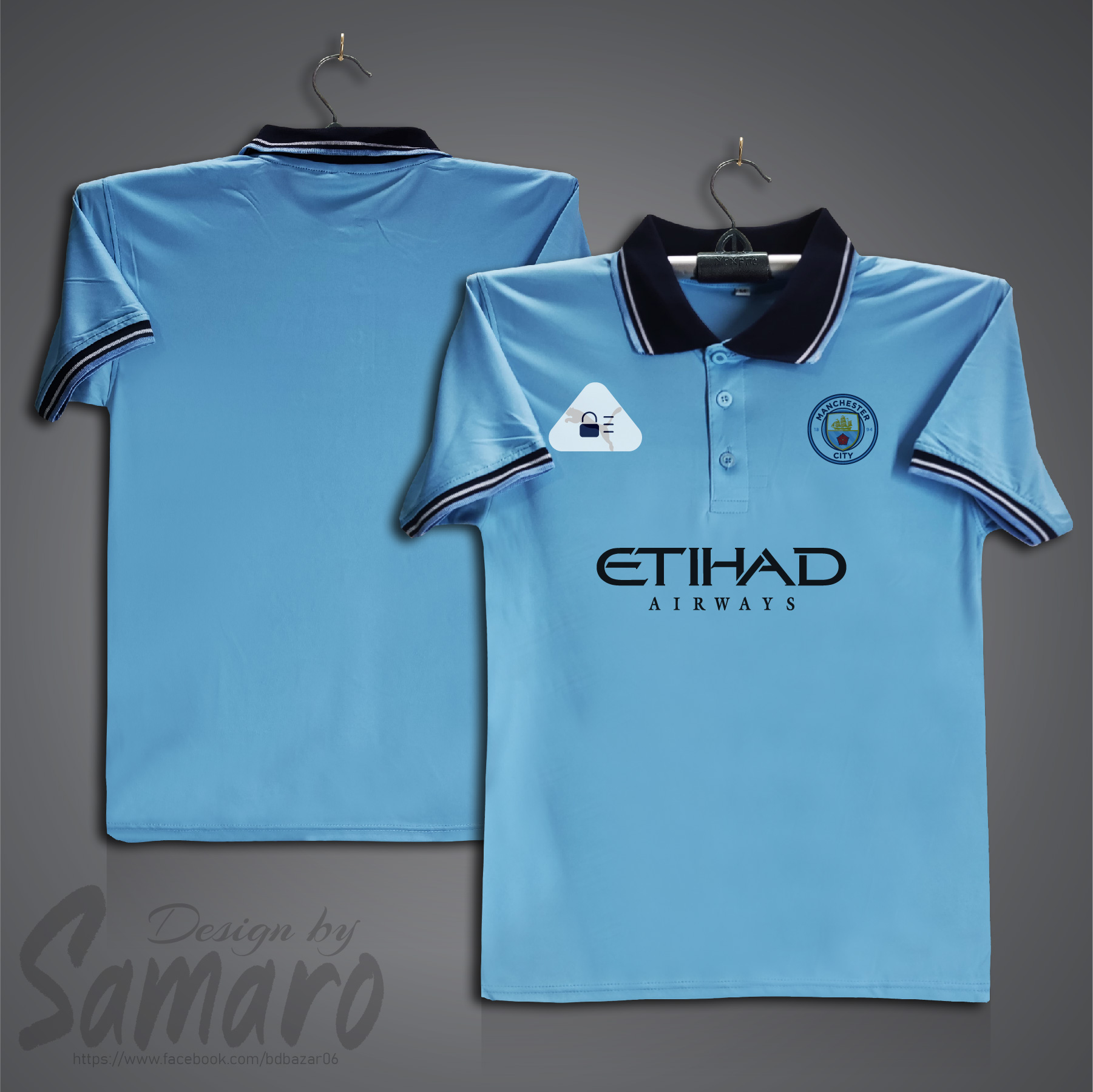 Picture of Manchester City Short Sleeve Polo Football Jersey For Men - PP Micro Collar Polo Jersey - Manchester City Jersey