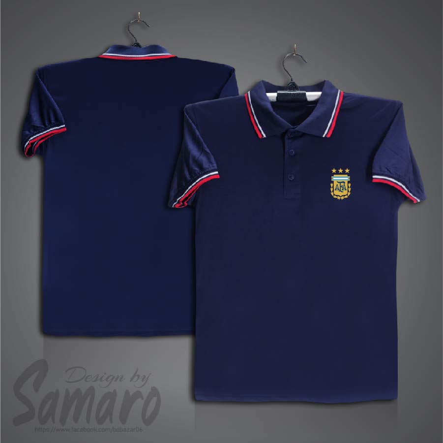 Picture of Argentina Logo Short Sleeve Polo Football Jersey For Men - PP Micro Collar Polo Jersey - Argentina Jersey