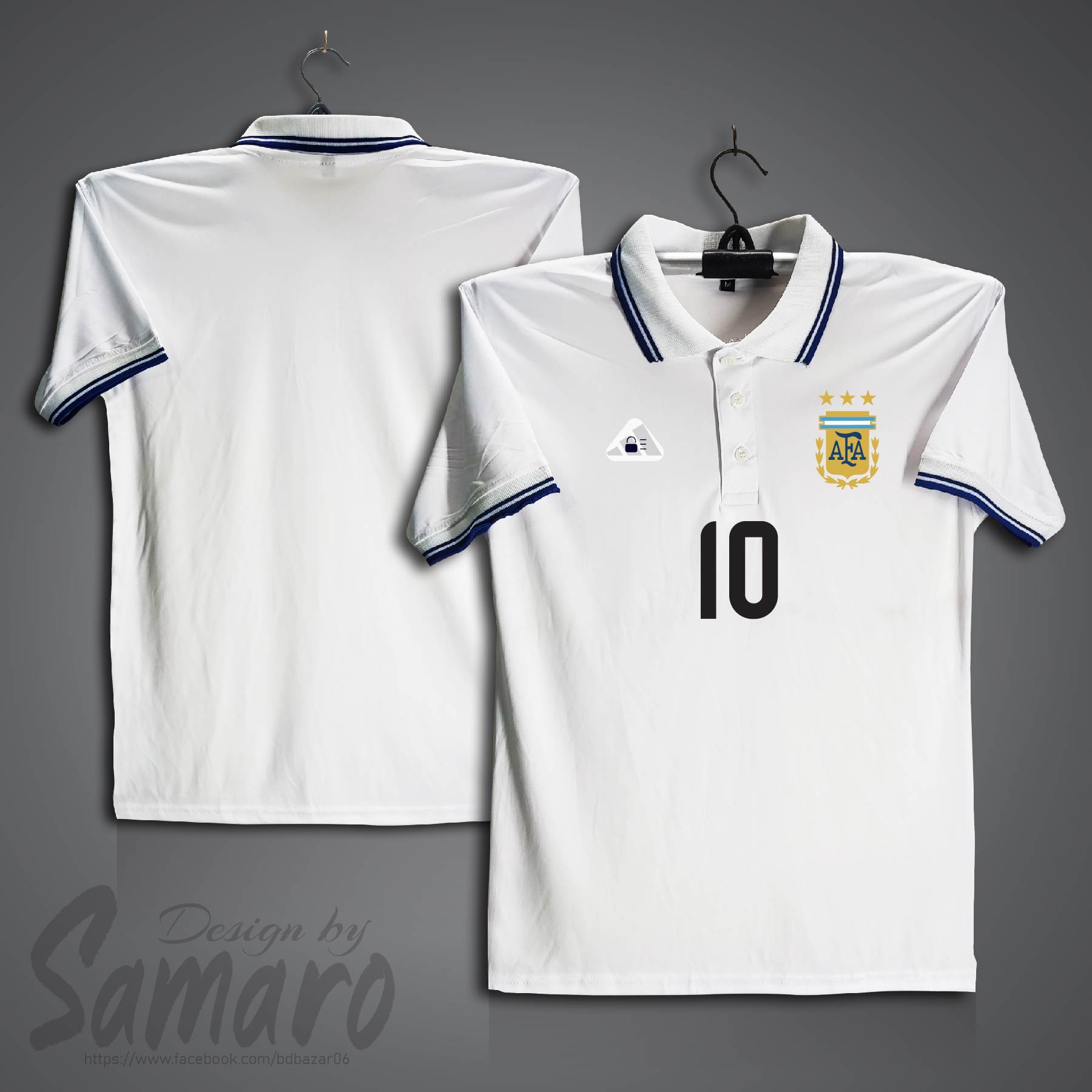 Picture of Argentina 10 Short Sleeve Polo Football Jersey For Men - PP Micro Collar Polo Jersey - Argentina Jersey