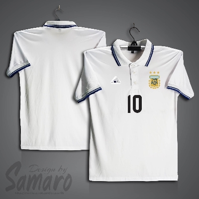 Picture of Argentina 10 Short Sleeve Polo Football Jersey For Men - PP Micro Collar Polo Jersey - Argentina Jersey