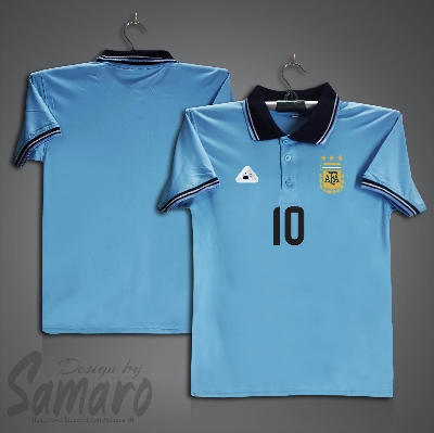 Picture of Argentina 10 Short Sleeve Polo Football Jersey For Men - PP Micro Collar Polo Jersey - Argentina Jersey