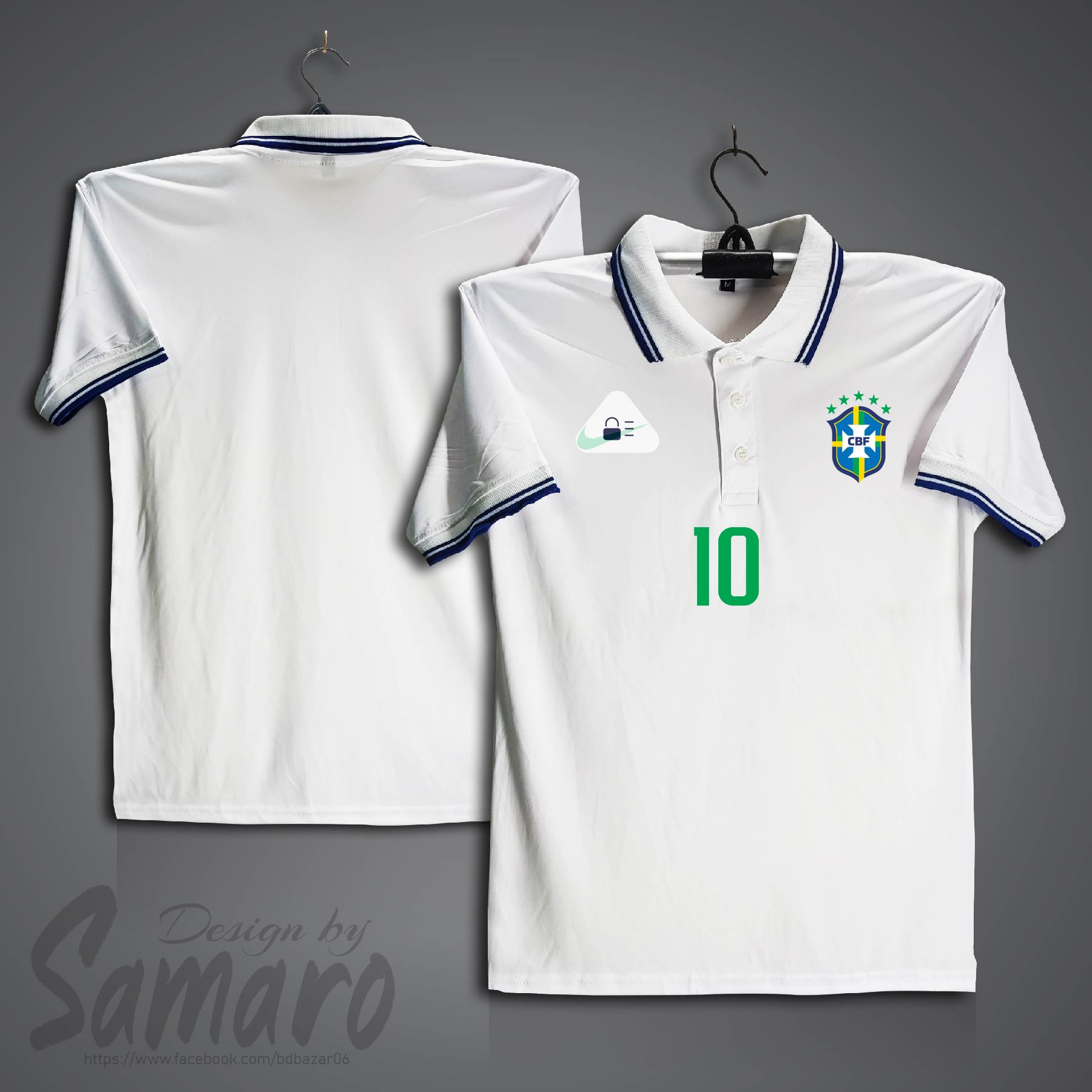 Picture of Brazil 10 Short Sleeve Polo Football Jersey for Men - PP Micro Collar Polo Jersey - Brazil Jersey