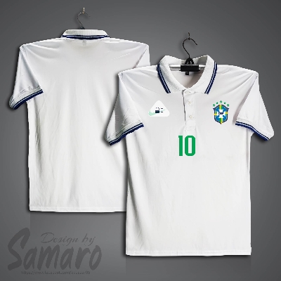Picture of Brazil 10 Short Sleeve Polo Football Jersey for Men - PP Micro Collar Polo Jersey - Brazil Jersey