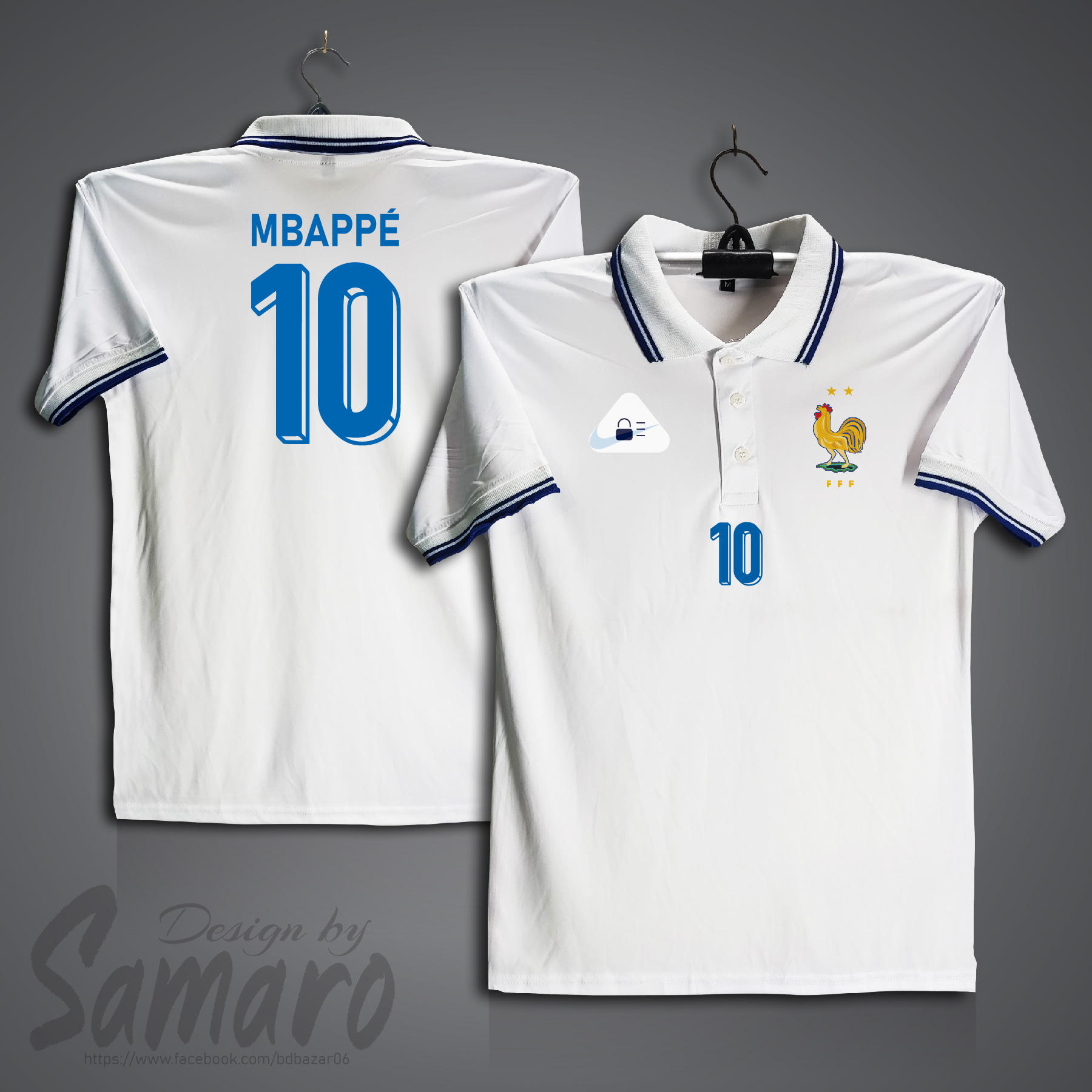 Picture of France 10 Short Sleeve Polo Football Jersey For Men - MBAPPE 10 Polo Jersey - France Jersey
