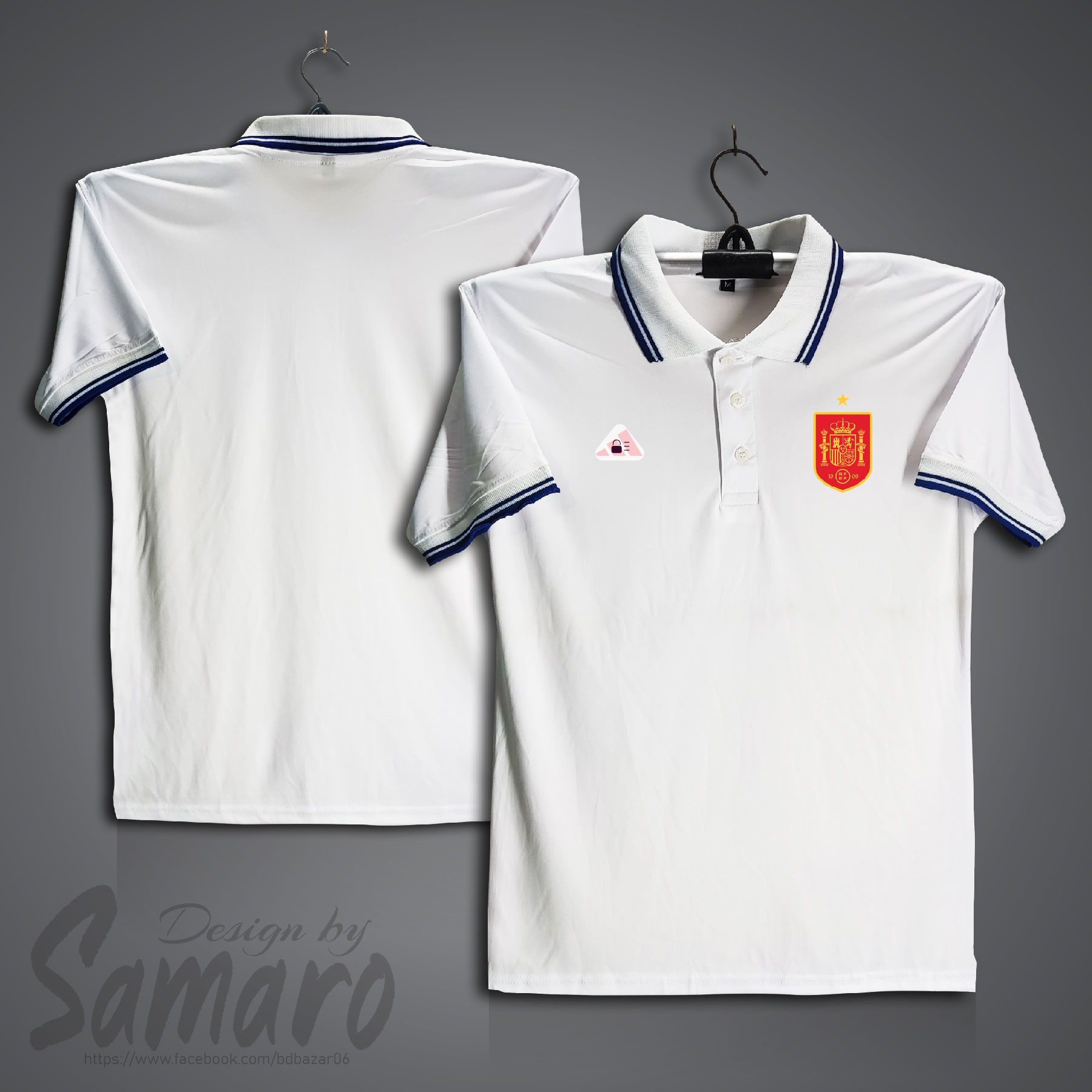 Picture of Spain Short Sleeve Polo Football Jersey For Men - PP Micro Collar Polo Jersey - Spain Football Jersey