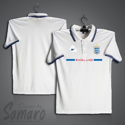 Picture of England Short Sleeve Polo Football Jersey For Men - PP Micro Collar Polo Jersey - England Jersey