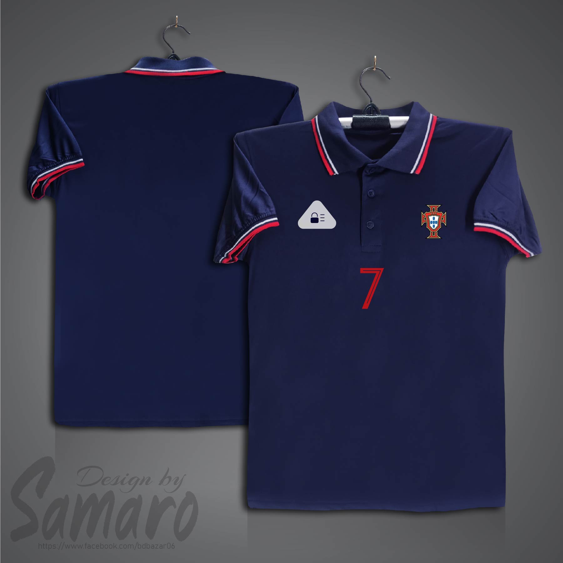 Picture of Portugal Short Sleeve Polo Football Jersey For Men - PP Micro Collar Polo Jersey - Portugal Jersey