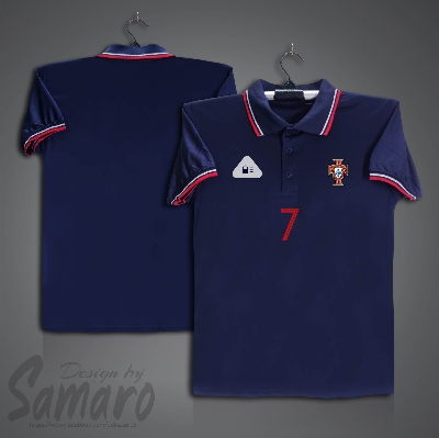 Picture of Portugal Short Sleeve Polo Football Jersey For Men - PP Micro Collar Polo Jersey - Portugal Jersey