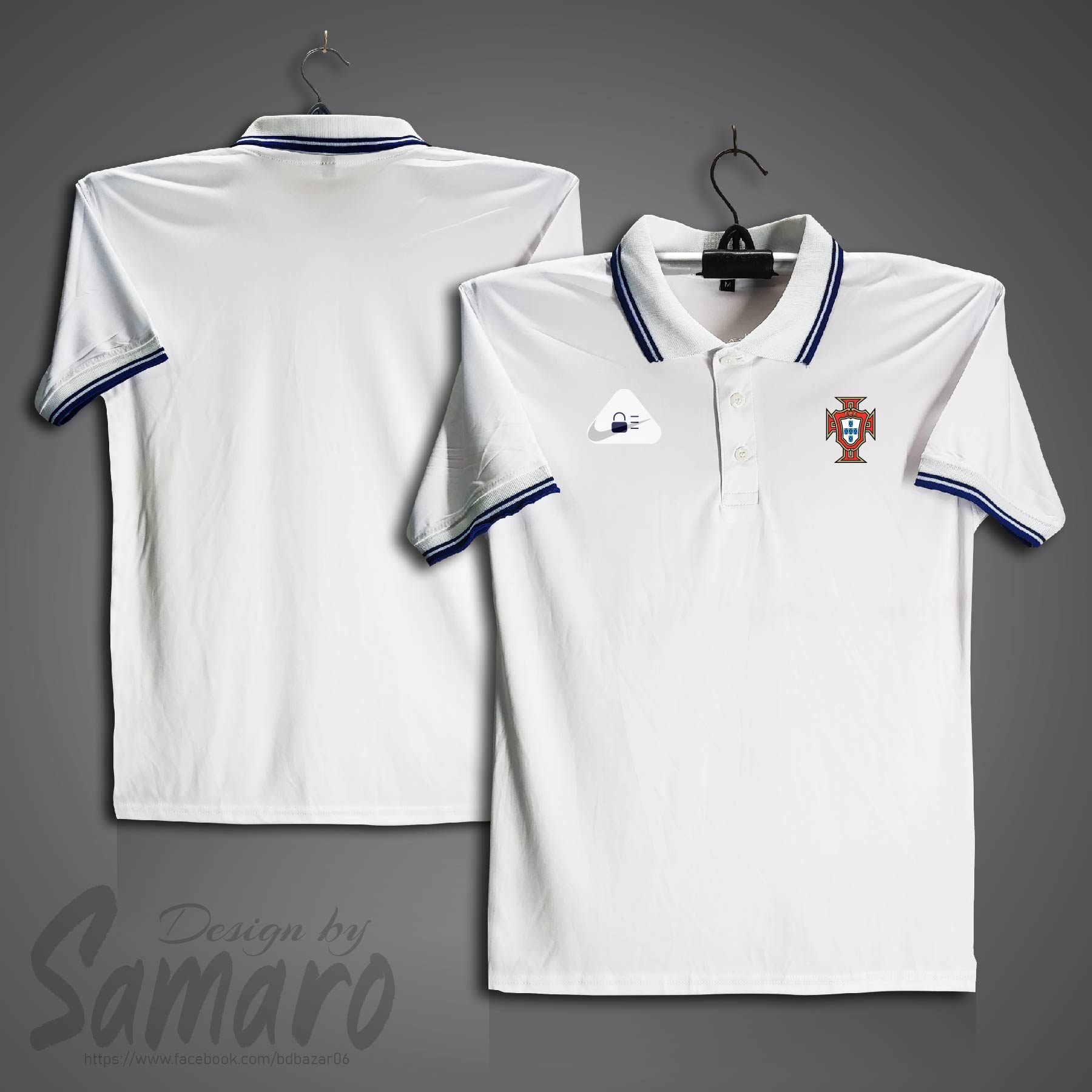 Picture of Portugal Short Sleeve Polo Football Jersey For Men - PP Micro Collar Polo Jersey - Portugal Jersey