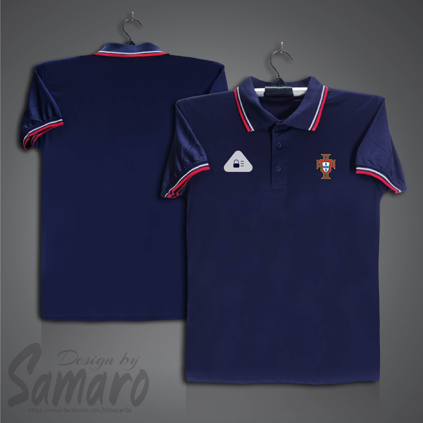 Picture of Portugal Short Sleeve Polo Football Jersey For Men - PP Micro Collar Polo Jersey - Portugal Jersey